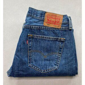 Levis 501 Original Fit Mens Jeans W34 L30.6 Blue Cotton Denim Straight Leg Class
